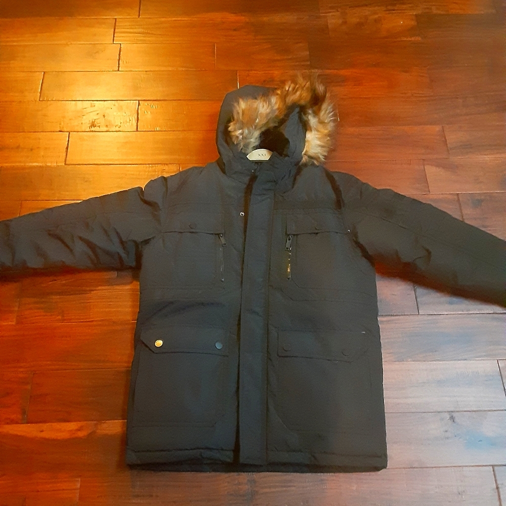 Black hooded winter jacket